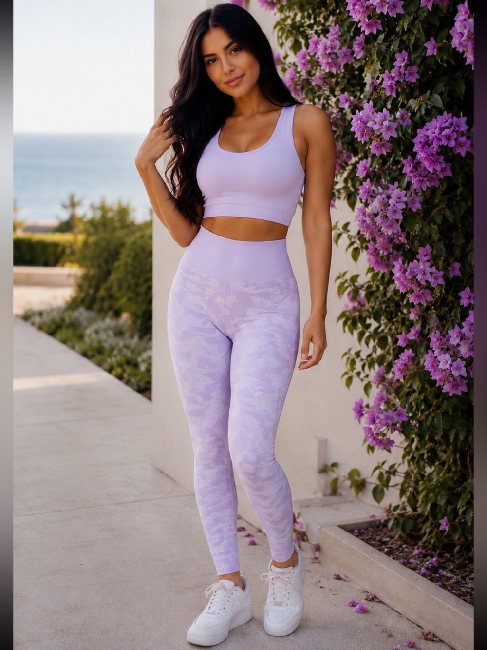 NVGTN Lavender Camo Seamless Leggings Size S High Rise Gym Yoga